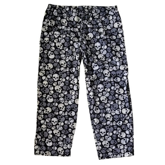 Skull Skeleton Scrub Lounge Pants Drawstring Elastic Waist Halloween New - Picture 1 of 7